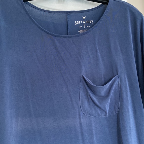AEO Oversized Soft & Sexy Tee with Pocket, Dolman Sleeves, Side Split - Picture 7 of 7